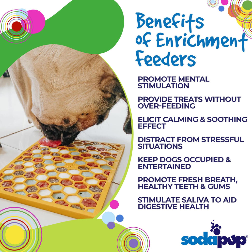 Honeycomb eMat - Enrichment Lick Mat for Dogs and Cats | eMat Enrichment Toy for Anxiety Relief | SodaPup