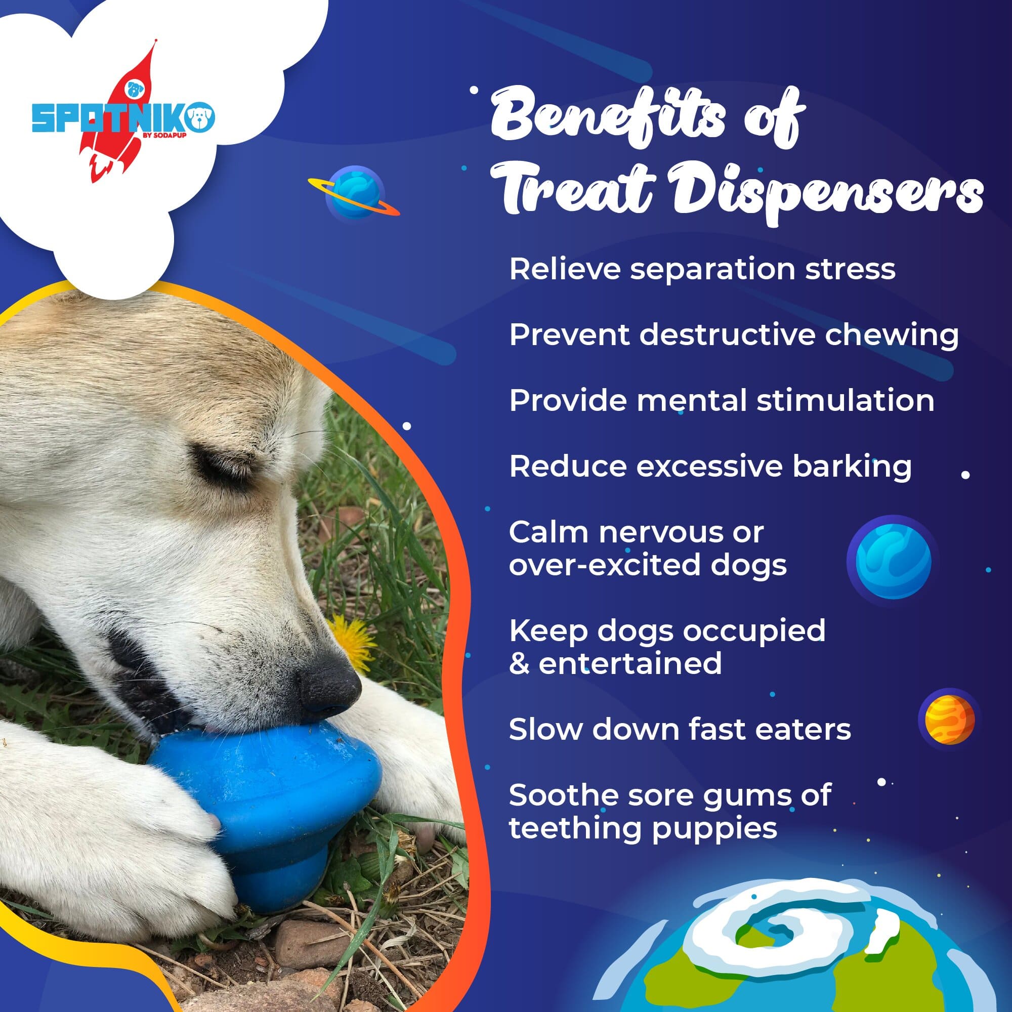 Flying Saucer Dog Toy - Durable UFO Chew Toy & Treat Dispenser | USA Made by SodaPup/True Dogs, LLC