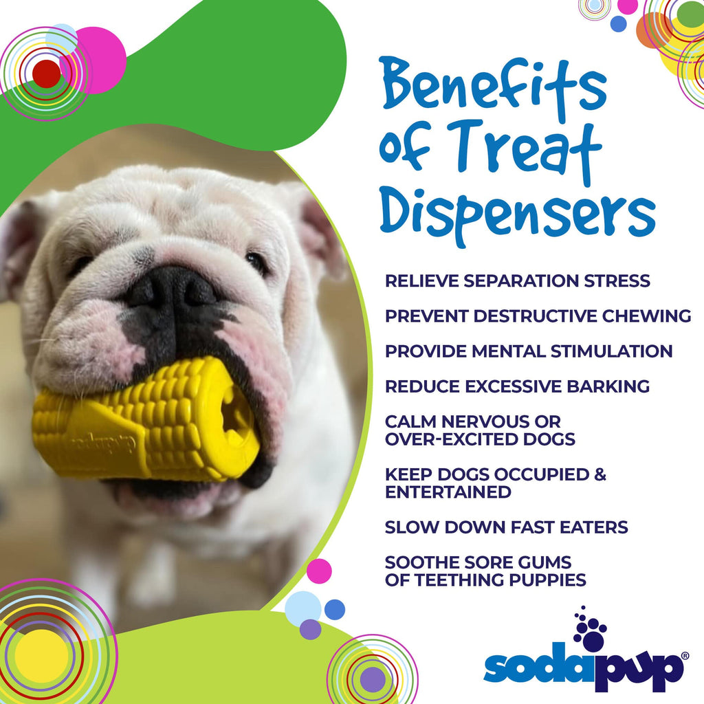 Corn on the Cob Dog Toy - Durable Rubber Treat Dispenser | USA Made by SodaPup/True Dogs, LLC