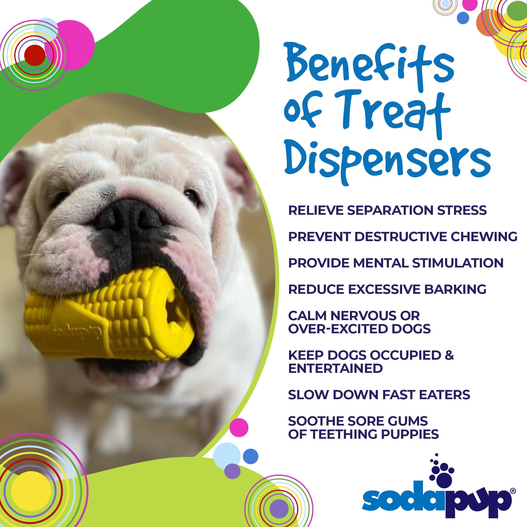 Corn on the Cob Dog Toy - Durable Rubber Treat Dispenser | USA Made by SodaPup/True Dogs, LLC