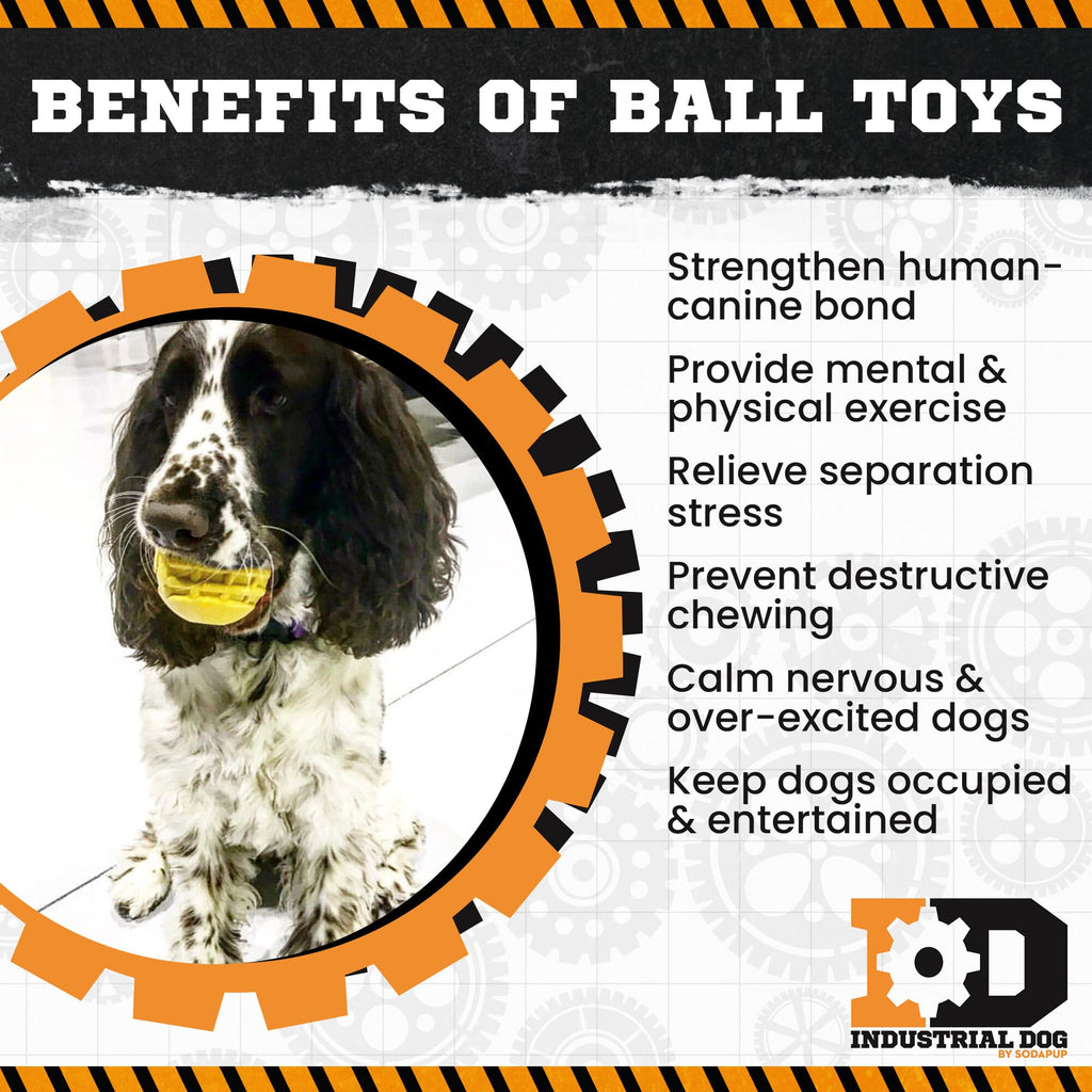Industrial Dog Ball Rubber Chew Toy for Heavy Chewers | Yellow | USA Made | SodaPup by SodaPup/True Dogs, LLC
