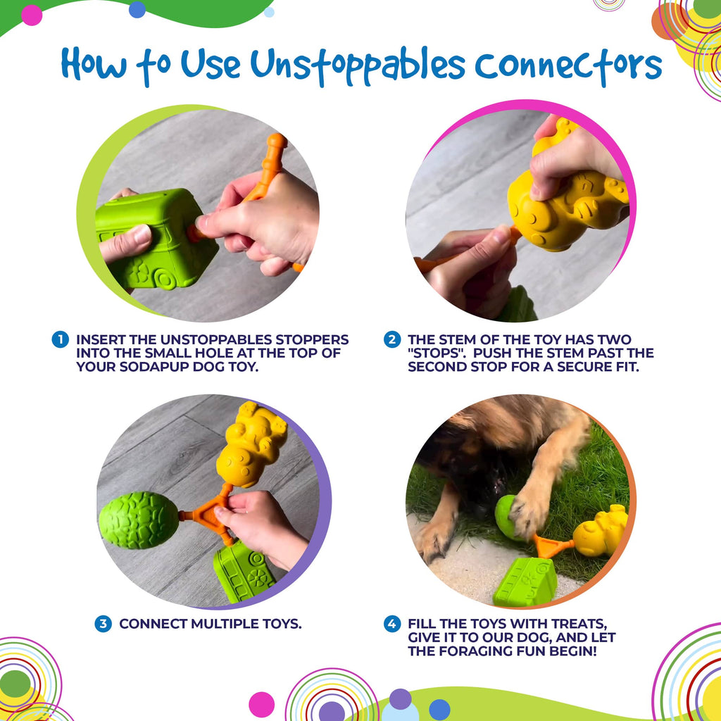 Unstoppables Connectors for SodaPup Rubber Treat Dispensers - 2 Pack by SodaPup/True Dogs, LLC