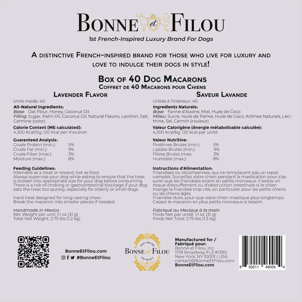 40 Count Dog Macaron Treats Gift Box by Bonne et Filou