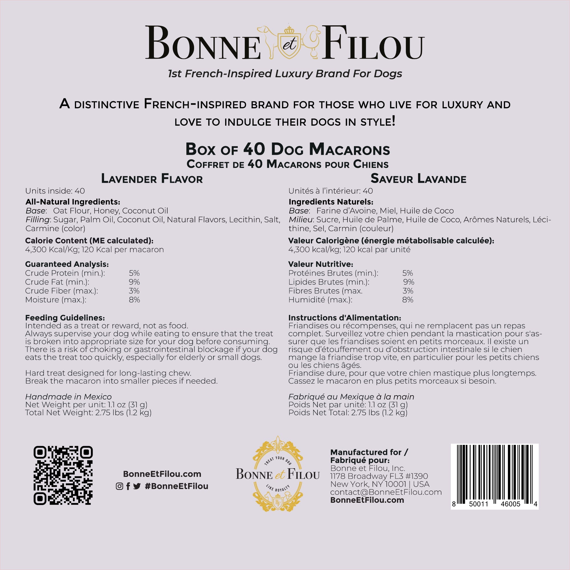 40 Count Dog Macaron Treats Gift Box by Bonne et Filou