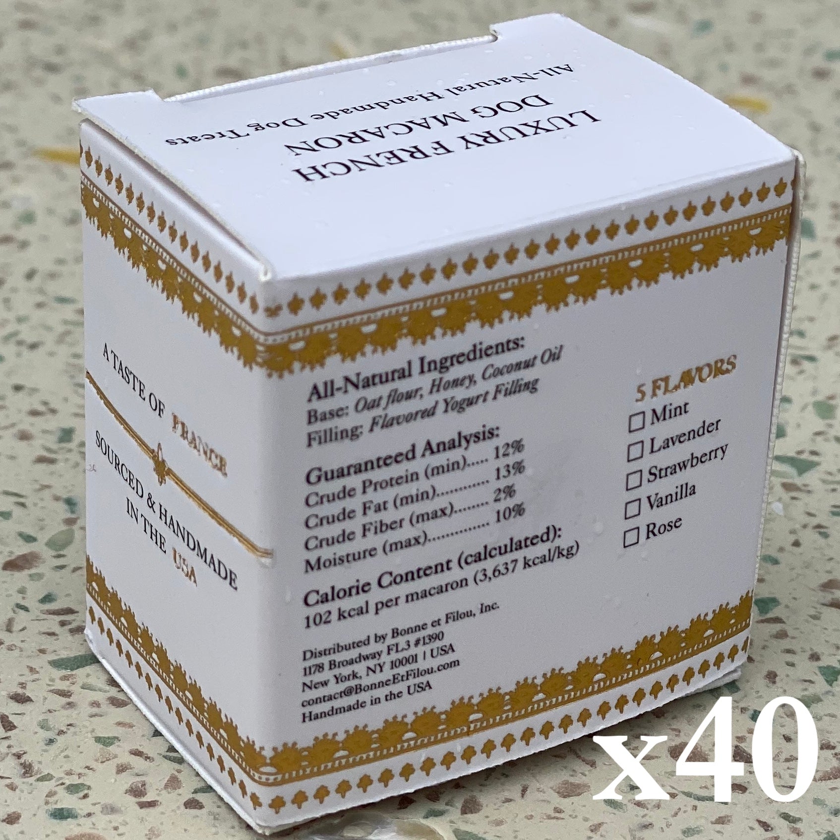 40 Count Dog Macaron Treats Gift Box by Bonne et Filou