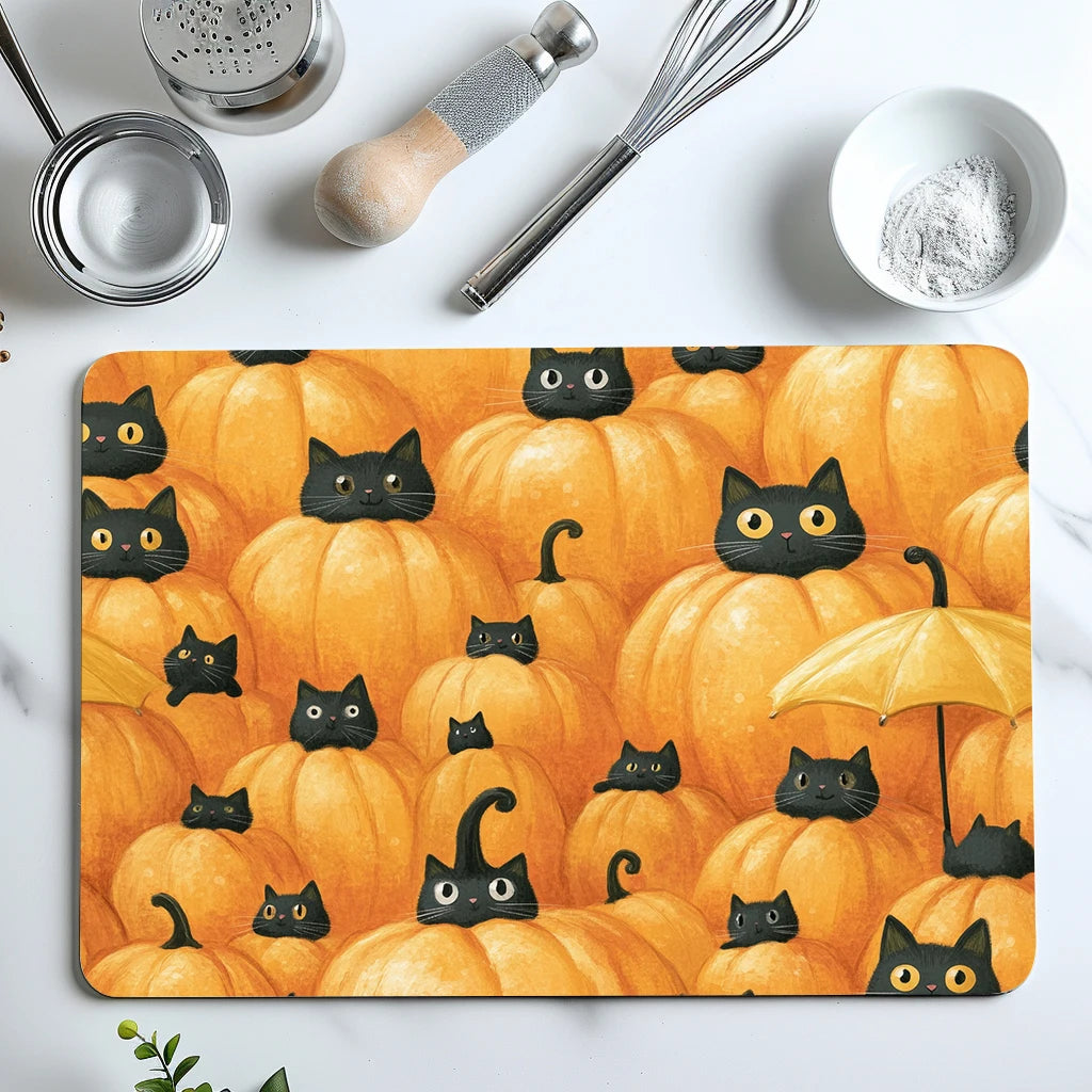 Absorbent Tableware Dish Drying Mats, Pumpkin Cat