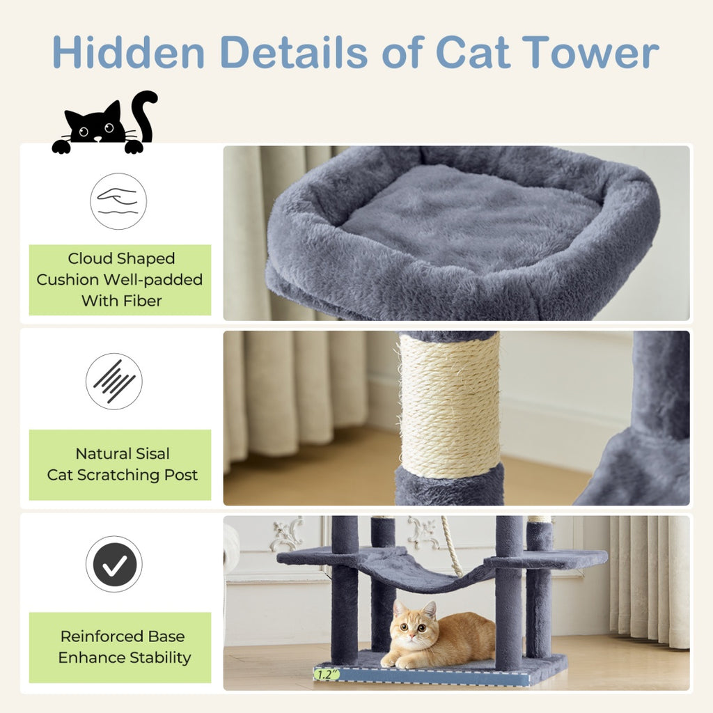 66 Inch Cat Tree Climbing Platform, Hammock by VetsPetStore