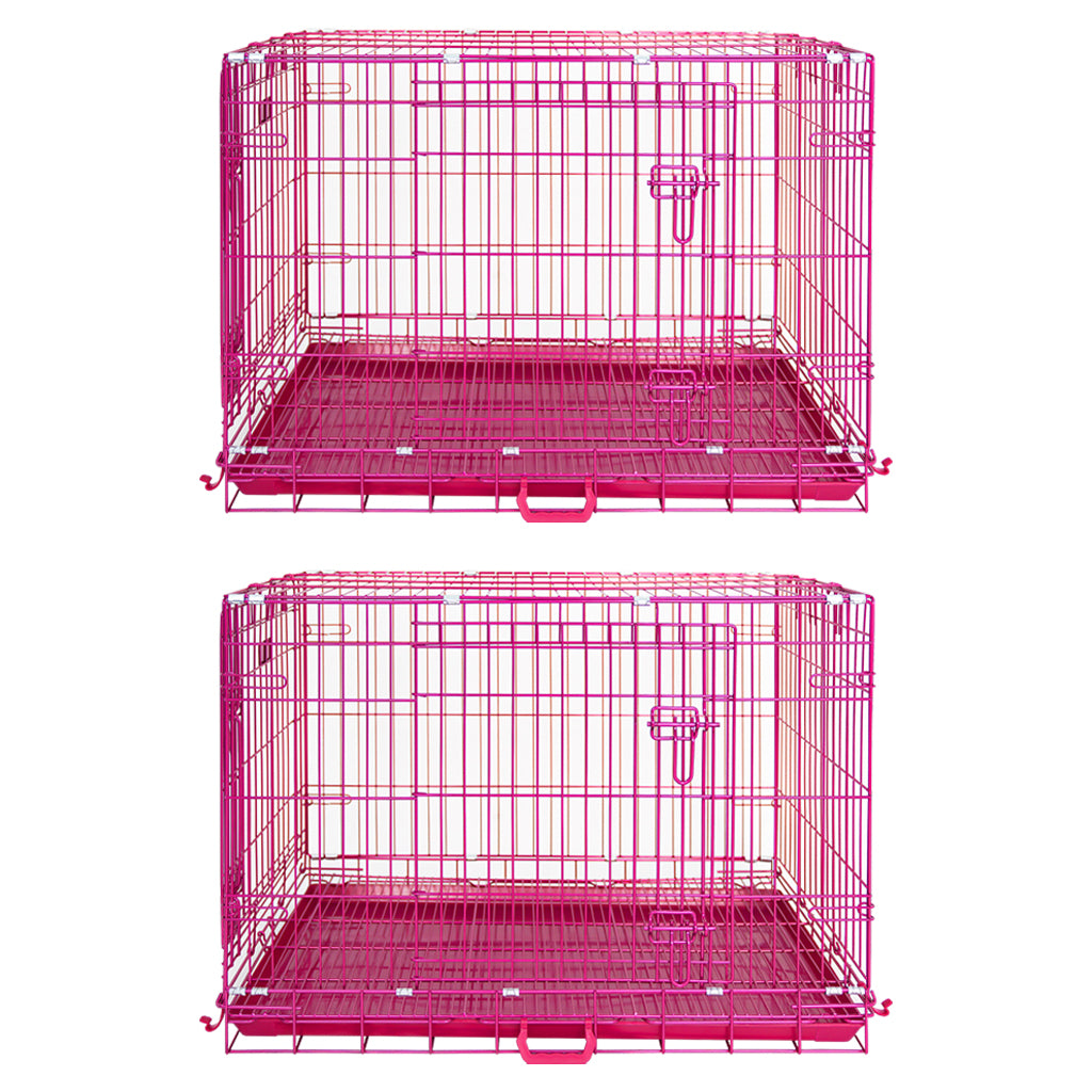 24-42" Collapsible Pink Dog Crate RED24-42 by Homey Pet Official