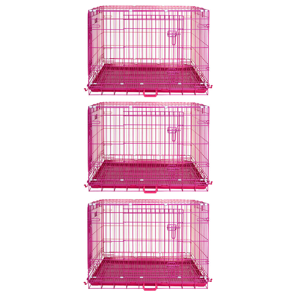 24-42" Collapsible Pink Dog Crate RED24-42 by Homey Pet Official