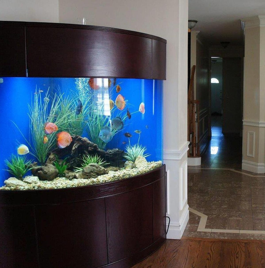 440 Gallon Glass Corner Reef-Ready Aquarium in Rose Cherry Real Wood Furniture by Northeast Aquariums LLC