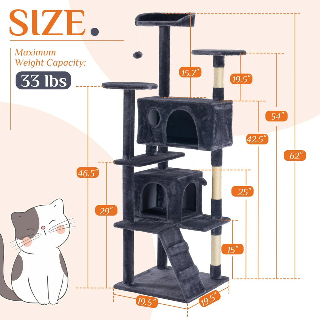 Large Cat Tree Tower, Multi Level with Scratching Post