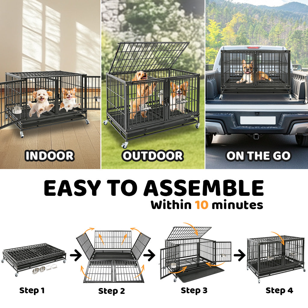 42" Stackable Dog Crate with Divider 43T (Standard Height)