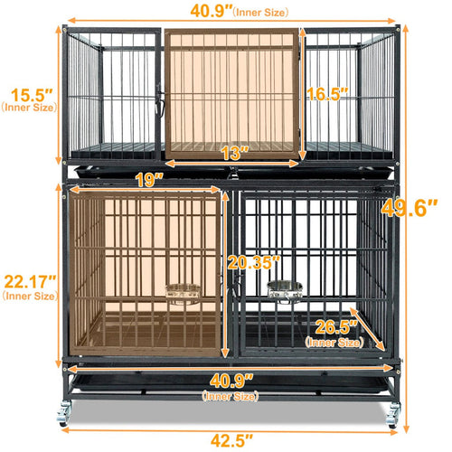 42" Stackable Dog Crate 43T+WHLP02 by Homey Pet Official
