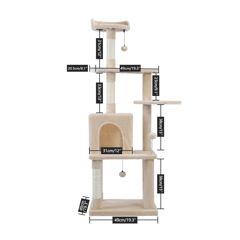 Cat Tree House with Hanging Ball Cat Condos by Love My Pet
