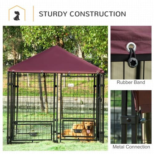 Welded Wire Steel Dog Pen, With Waterproof And UV Resistant Awning by Love My Pet