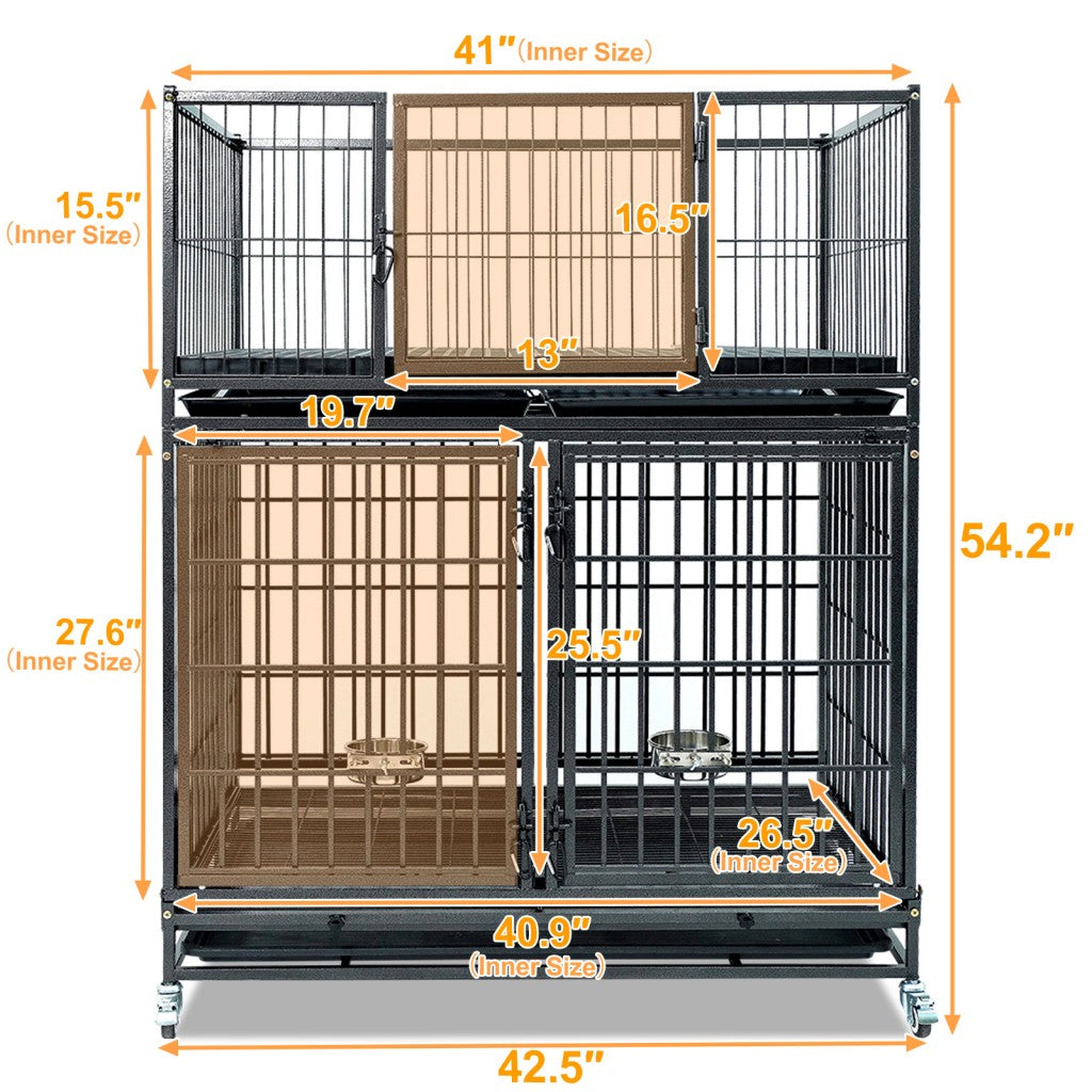 42" Stackable Dog Crate 43S+WHLP02 by Homey Pet Official