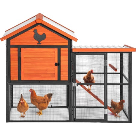 Durable Wood And Iron Chicken Enclosure With Runway And Waterproof Roof
