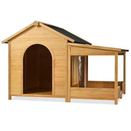 Large Wooden Dog House With Porch, Asphalt Roof and Elevated Floor by VetsPetStore