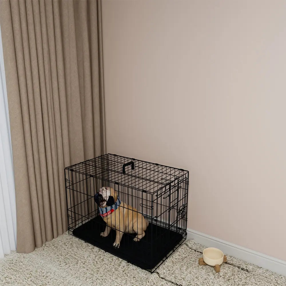 30-inch Black Wire Dog Cage Double Lock Mechanism Double Door Single Handle Single Bolt by Amazing Pet Bargains