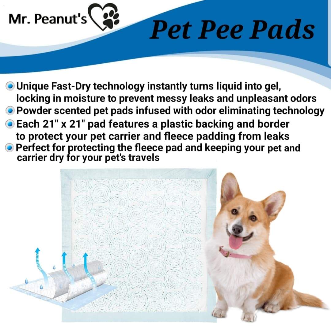 Mr. Peanut’s Premium Absorbent Gel Pee Pads 23"X23", 6 Layers of Lightly Scented Protection by Mr. Peanut's Pet Carriers