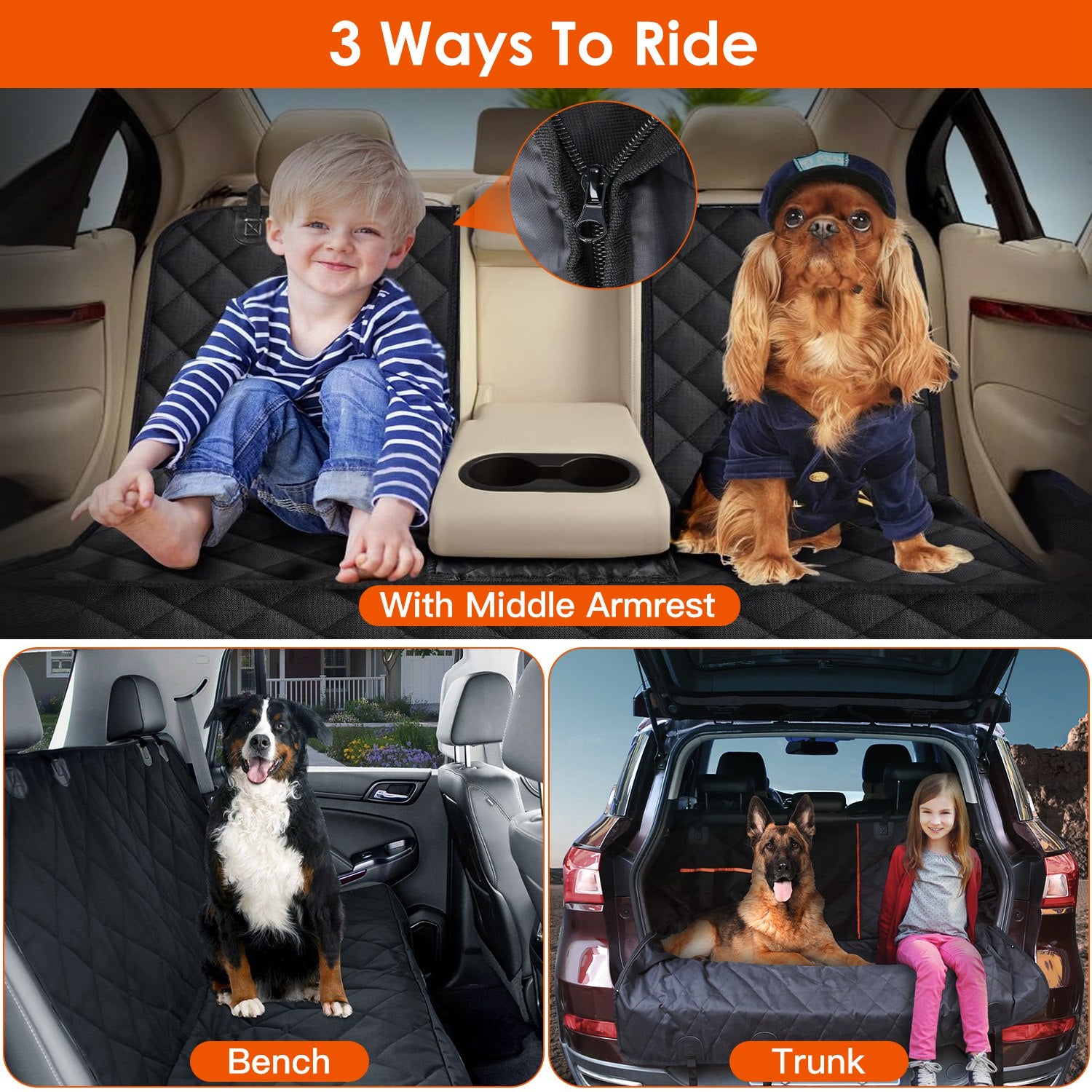 1Pc Dog Car Seat Cover Waterproof Scratchproof Pet Car Rear Protector Mat For Car Truck SUV by VetsPetStore