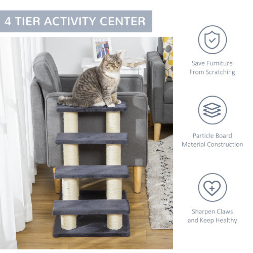 4 Steps Cat Tree For Indoor Cats Or Dogs W Sisal Scratching Post, Climbing by VetsPetStore