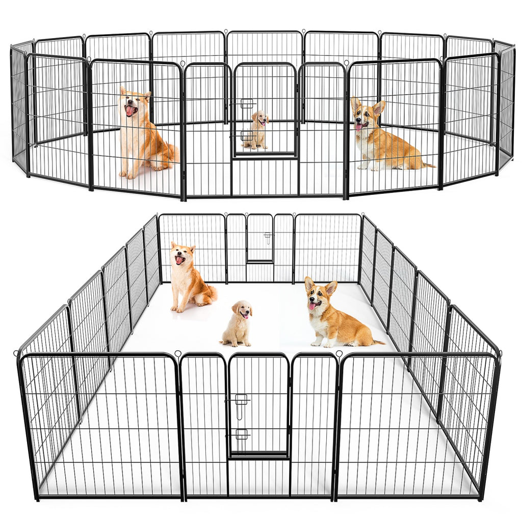 Dog Playpen Indoor Fence Height Metal Exercise Pen With Door Small Puppy-Medium-Large Dogs Animal Pet For Outdoor, Garden, Yard by VetsPetStore