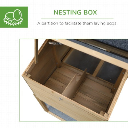 Wooden Chicken Enclosure, With Connecting Ramp, Removable Tray, Ventilated Window And Nesting Box, Natural by Amazing Pet Bargains