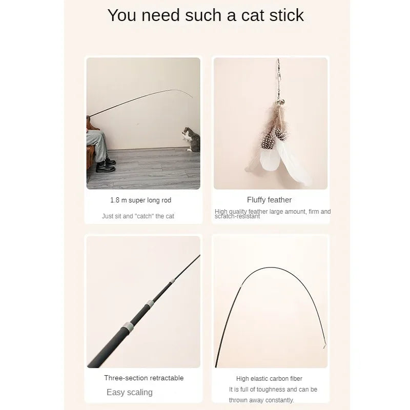 Telescopic Cat Stick Feather Cat Toy by Love My Pet