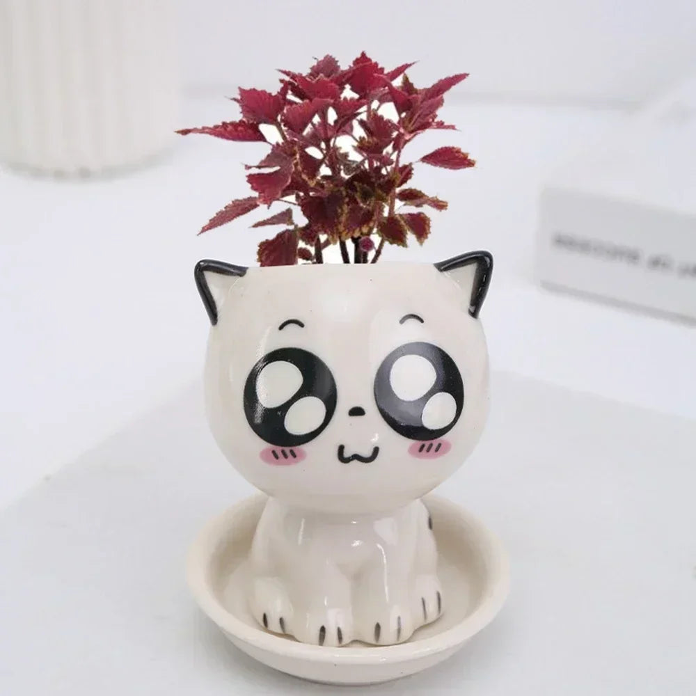 Ceramic Cat Shaped Cartoon Plant Pot by Love My Pet