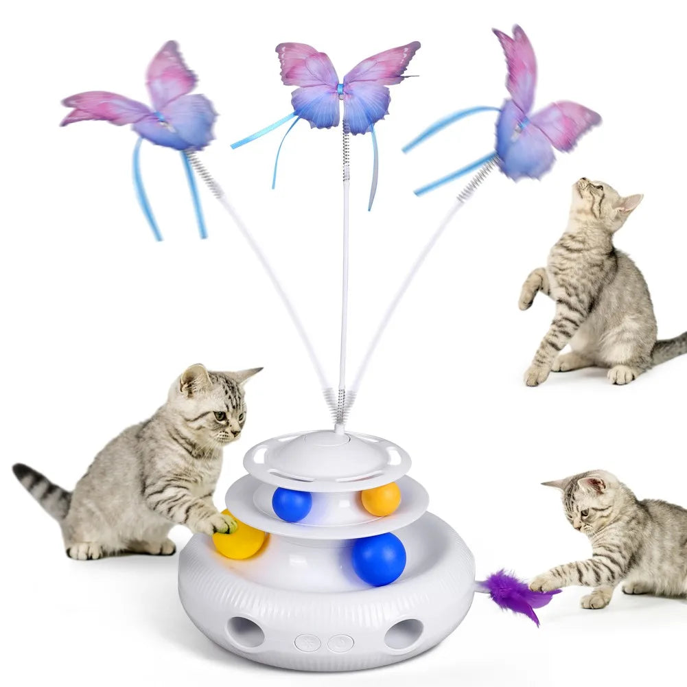 Interactive Cat Toys Automatic Butterfly Rotating Teaser by Love My Pet