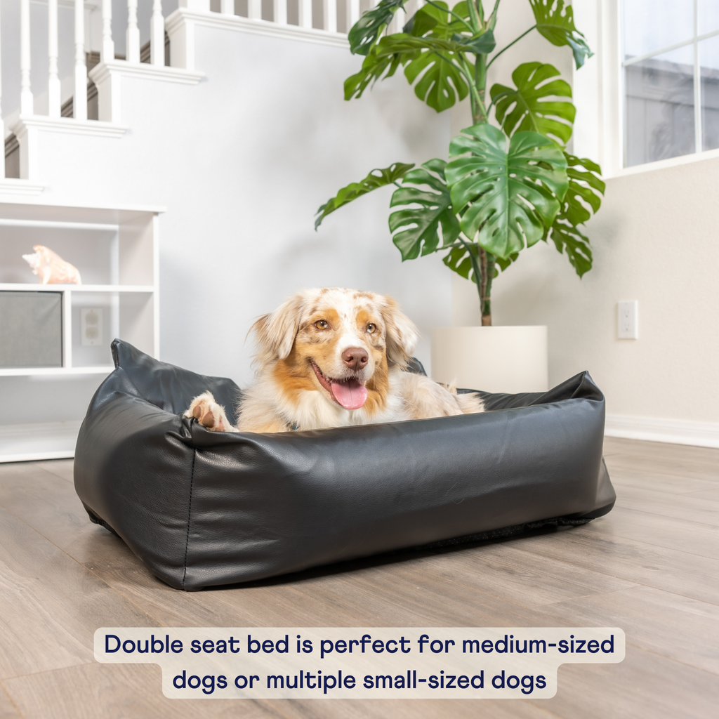 PupProtector™ Faux Leather Memory Foam Dog Car Bed - Black by Paw.com