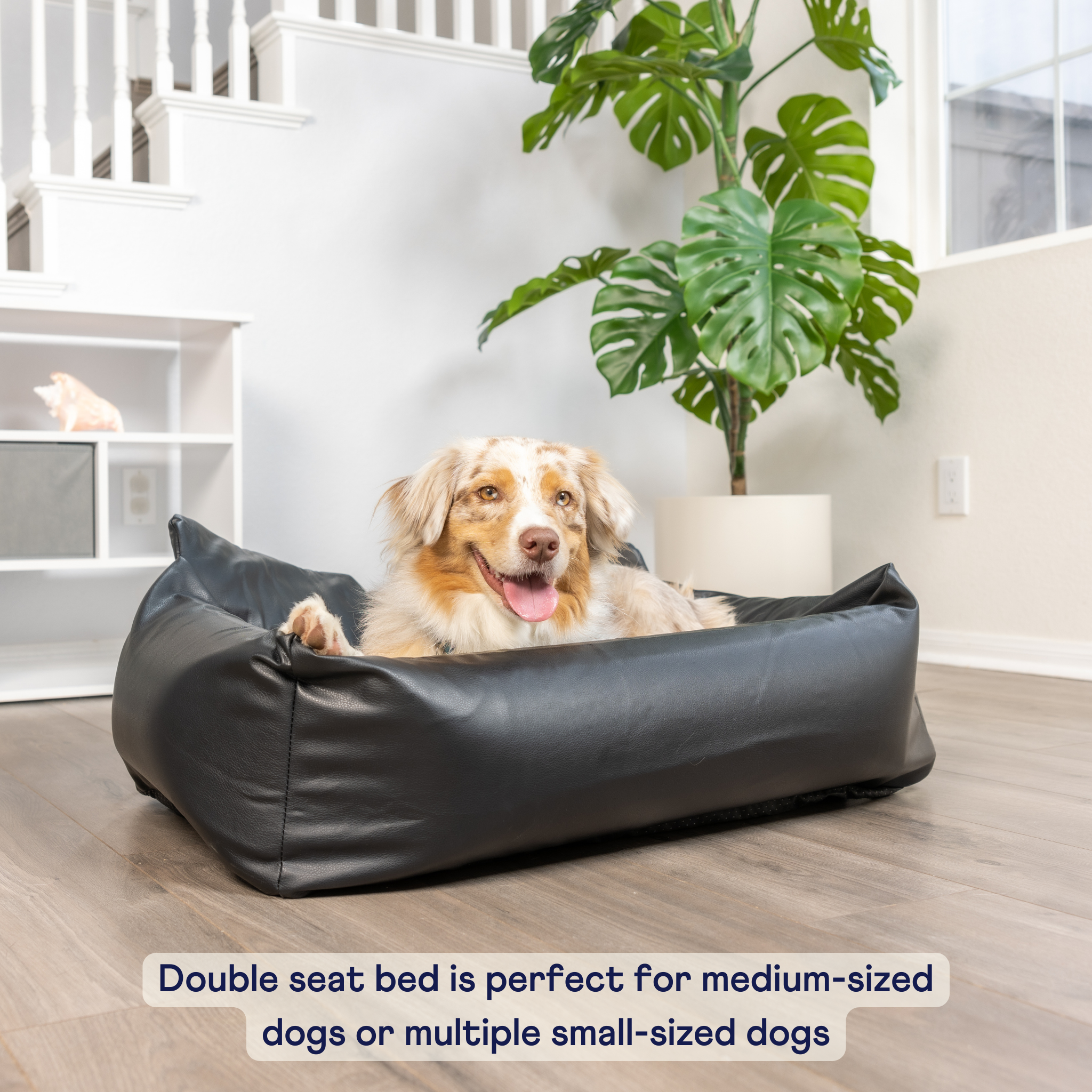 PupProtector™ Faux Leather Memory Foam Dog Car Bed - Black by Paw.com