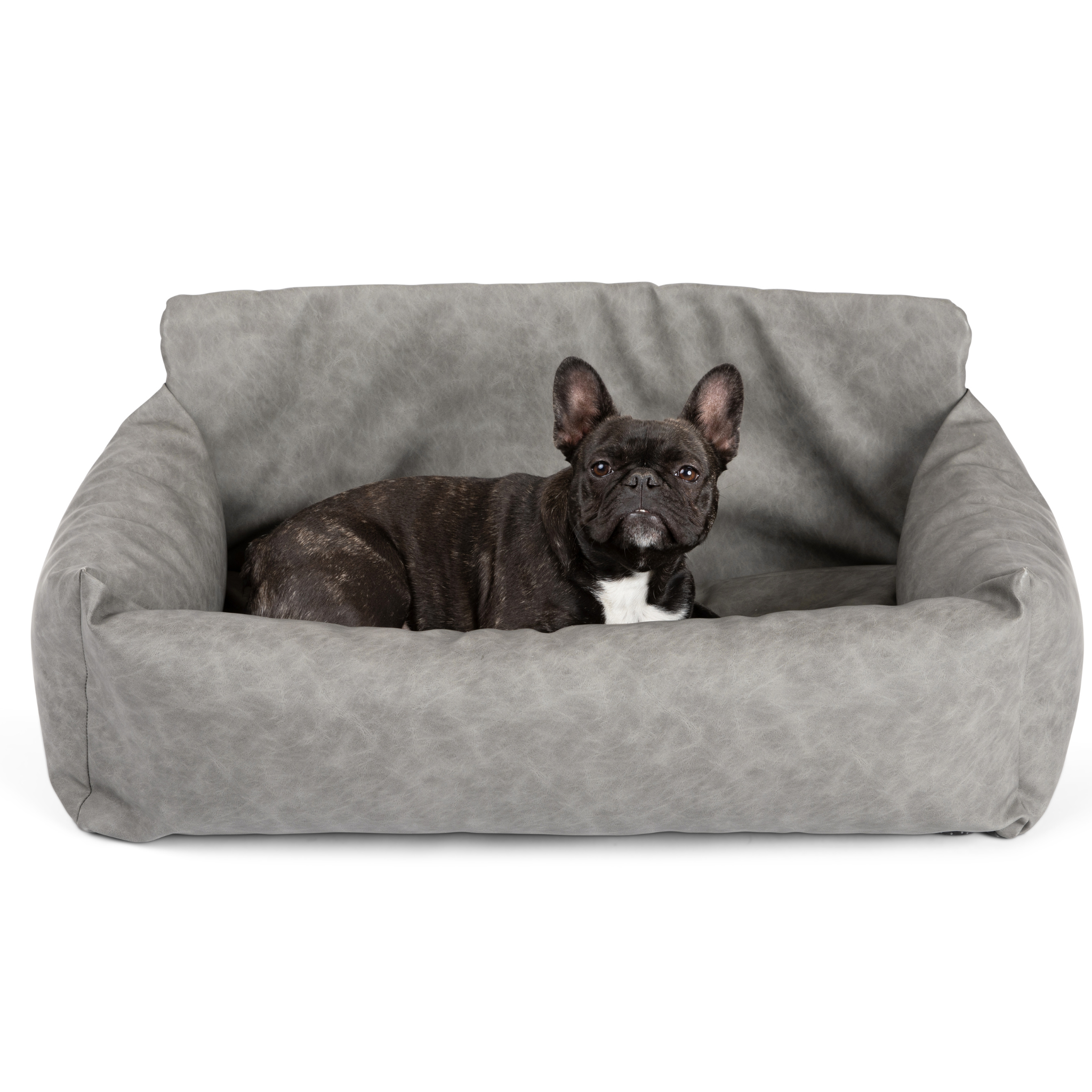 PupProtector™ Faux Leather Memory Foam Dog Car Bed - Slate Gray by Paw.com