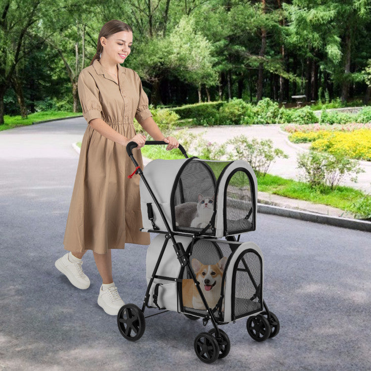 4-in-1 Double Pet Stroller with Detachable Carrier and Travel Carriage by Furr Baby Gifts