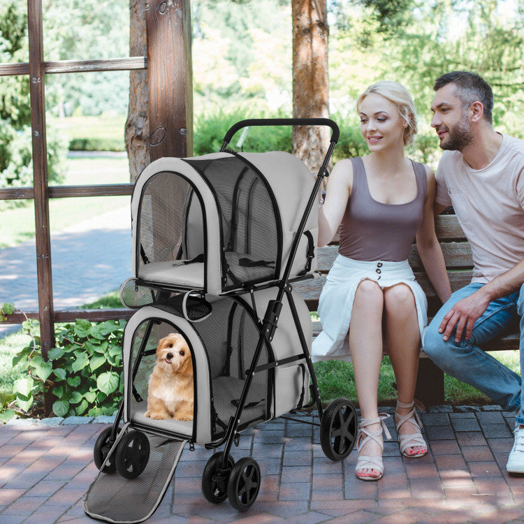 4-in-1 Double Pet Stroller with Detachable Carrier and Travel Carriage by Furr Baby Gifts