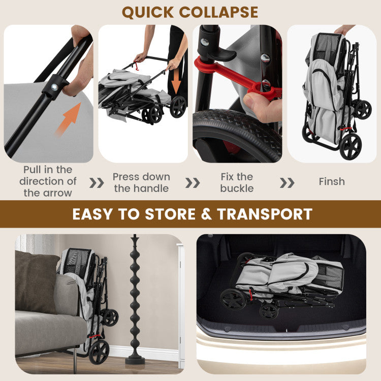 4-in-1 Double Pet Stroller with Detachable Carrier and Travel Carriage by Furr Baby Gifts