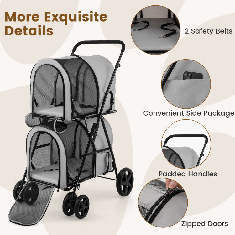 4-in-1 Double Pet Stroller with Detachable Carrier and Travel Carriage by Furr Baby Gifts