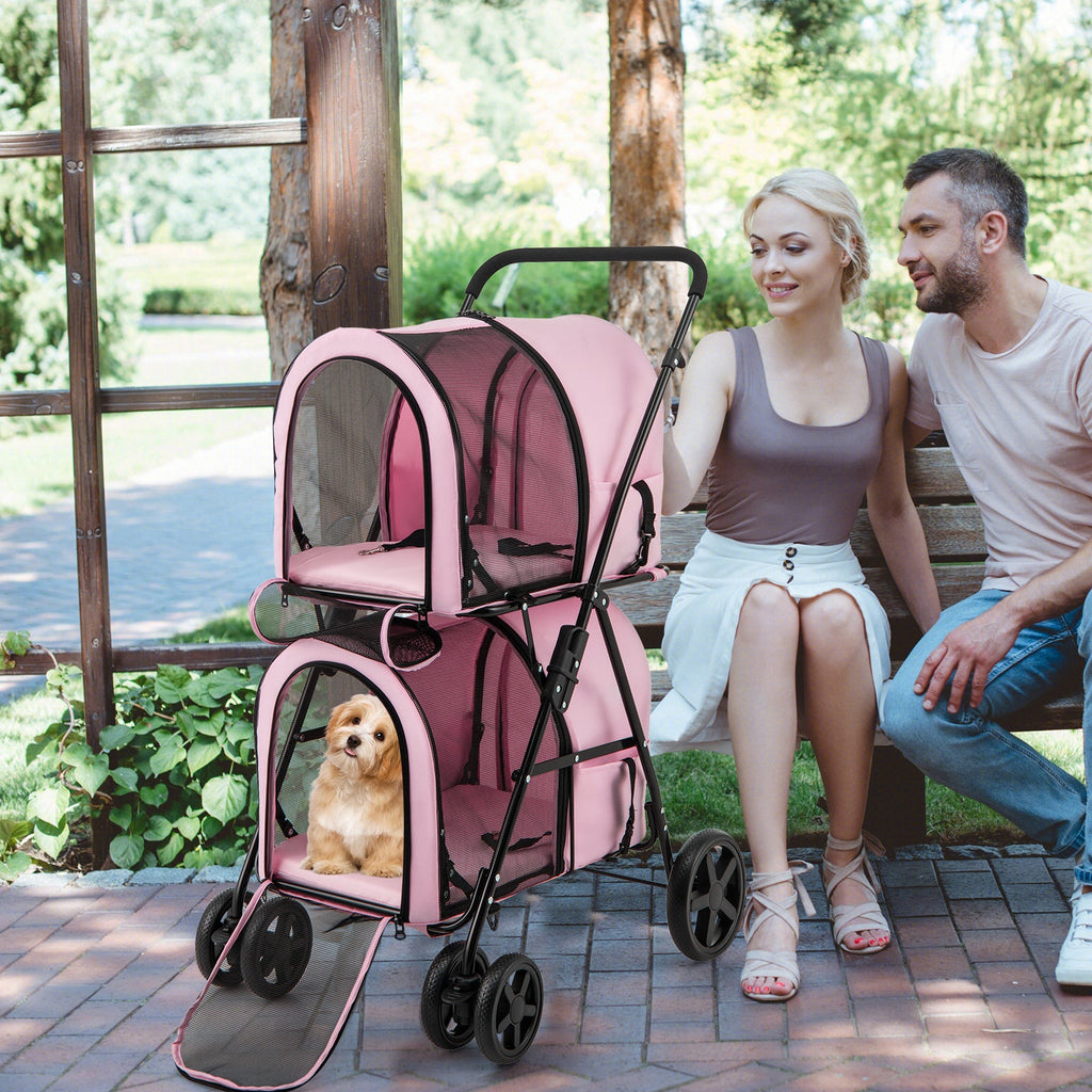 4-in-1 Double Pet Stroller with Detachable Carrier and Travel Carriage by Furr Baby Gifts