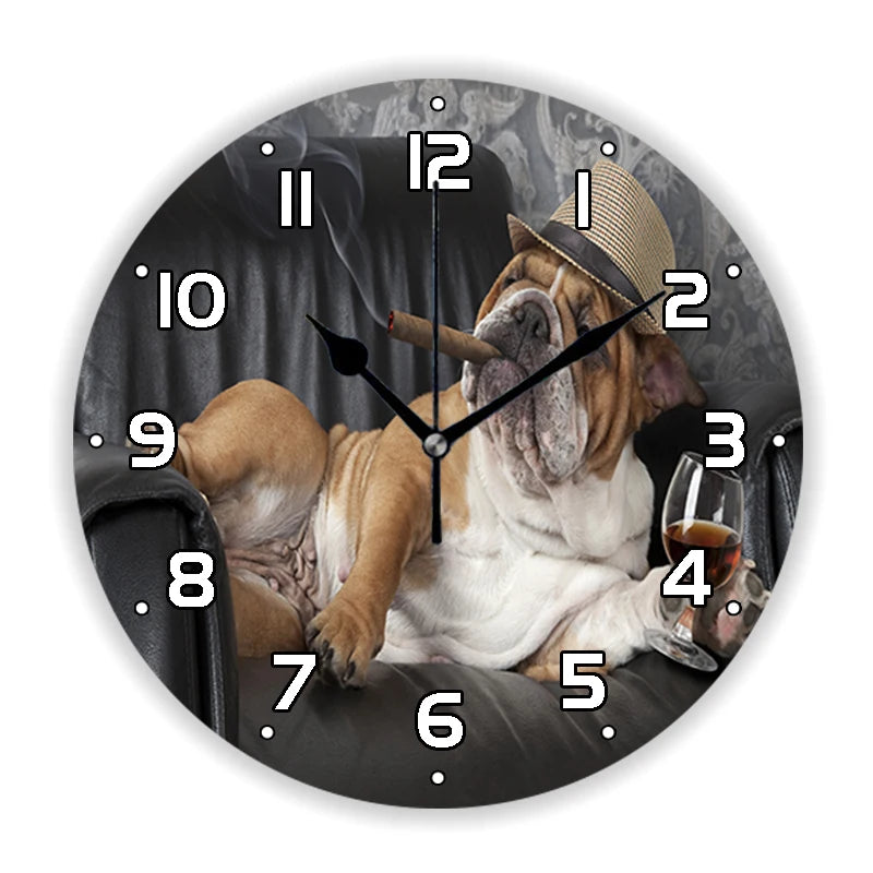 Rustic Wood Silhouette Dog Lover Wall Clock Multiple Designs
