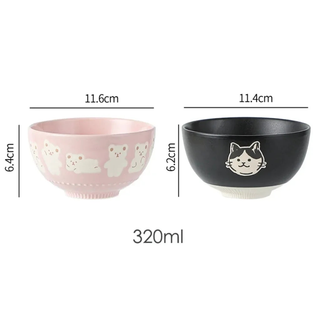Hand-painted Stoneware Cat Face Ceramic Bowl by Love My Pet