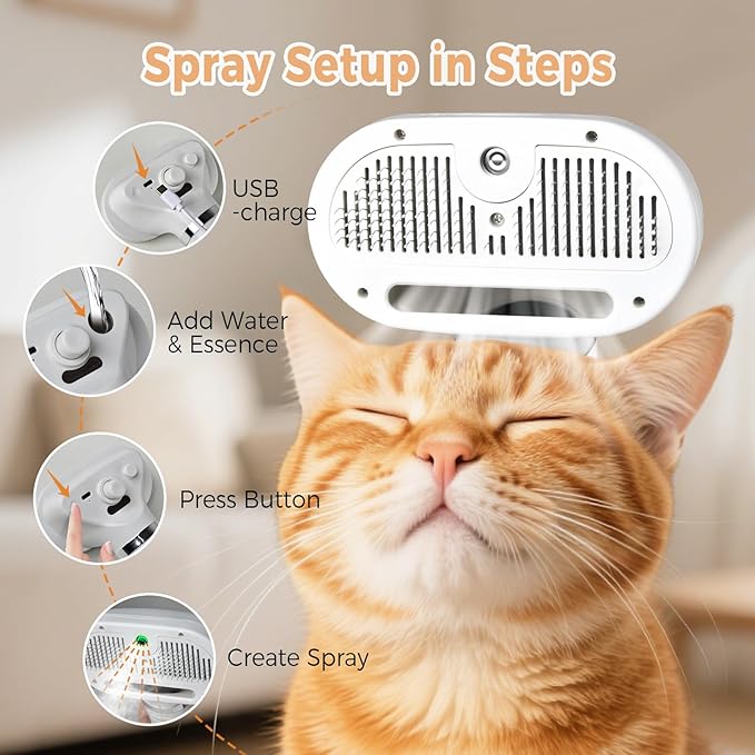 3 In 1 Cat Steam Brush by Amazing Pet Bargains