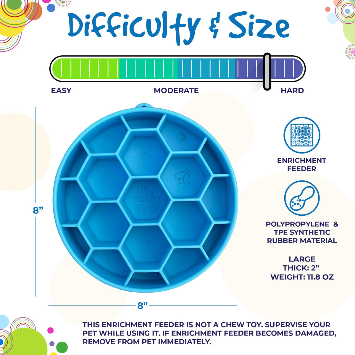 Honeycomb eBowl Deep Slow Feeder Dog Bowl for Enrichment | USA Made by SodaPup/True Dogs, LLC