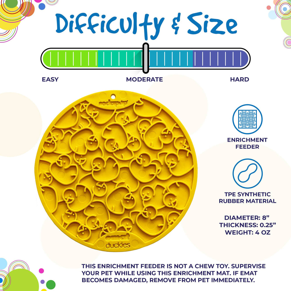 Rubber Duckies emat - Enrichment Lick Mat for Dogs and Cats - with Suction Cups | Bath Time Design | SodaPup USA Made