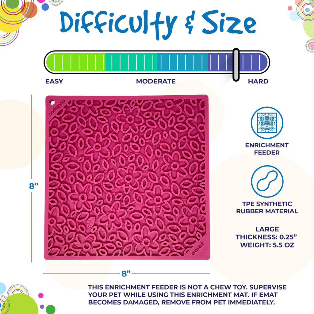 Flower Power emat - Enrichment Lick Mat for Dogs and Cats | Flower Design | USA Made by SodaPup/True Dogs, LLC