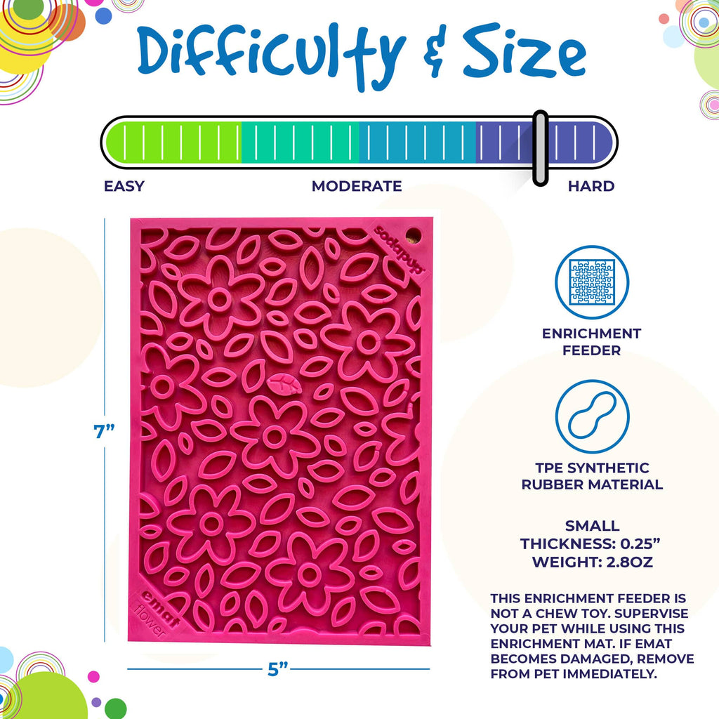Flower Power emat - Enrichment Lick Mat for Dogs and Cats | Flower Design | USA Made by SodaPup/True Dogs, LLC