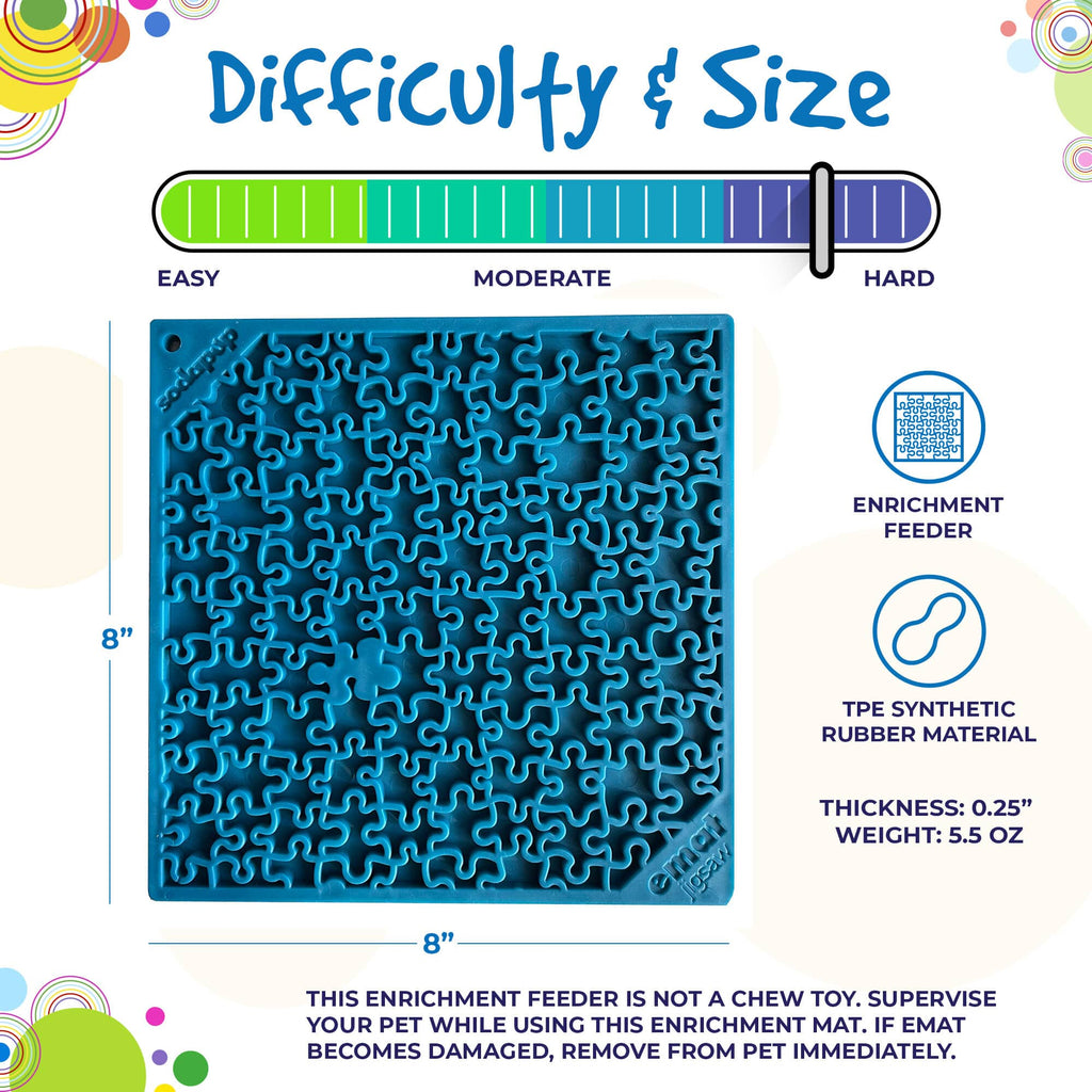 Jigsaw Puzzle eMat - Enrichment Lick Mat for Dogs and Cats | eMat Enrichment Toy for Anxiety Relief | USA Made by SodaPup/True Dogs, LLC