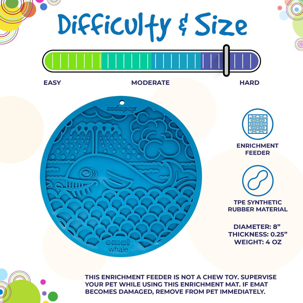 Whale eMat - Enrichment Lick Mat for Dogs and Cats - with Suction Cups | Whale Design | USA Made by SodaPup/True Dogs, LLC