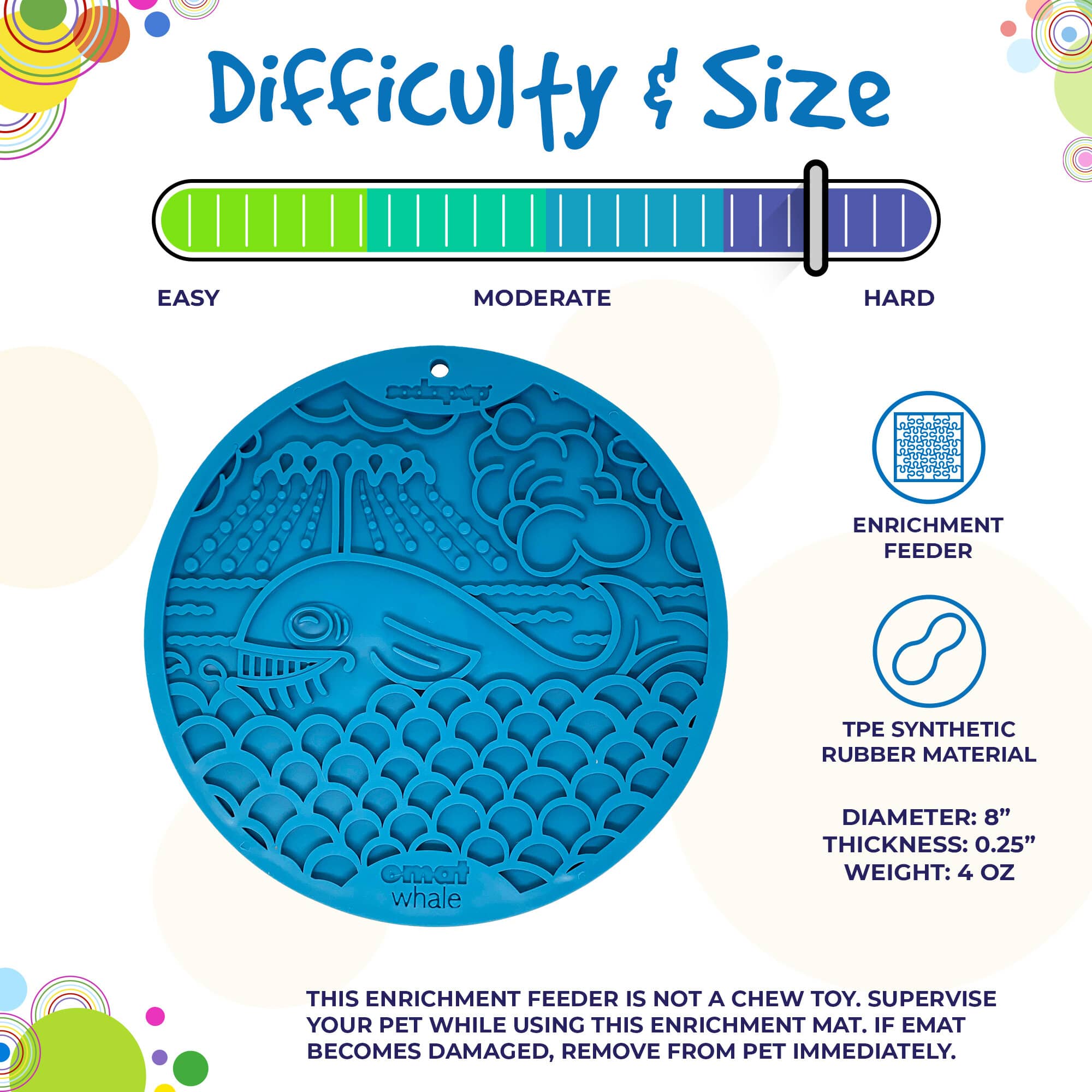 Whale eMat - Enrichment Lick Mat for Dogs and Cats - with Suction Cups | Whale Design | USA Made by SodaPup/True Dogs, LLC