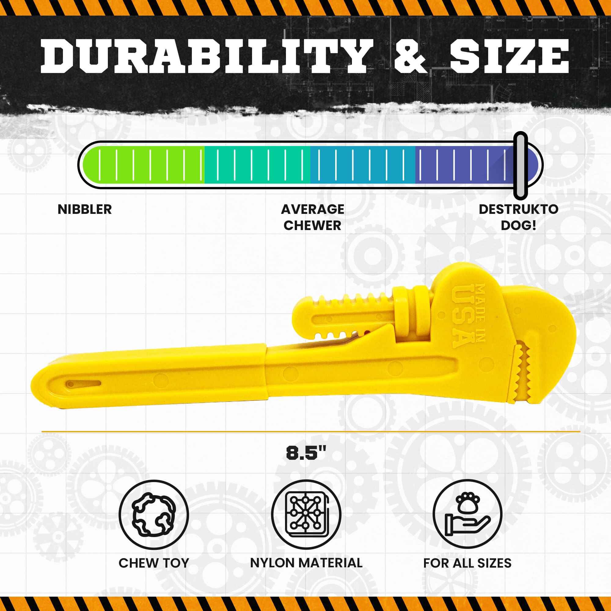 Pipe Wrench Nylon Dog Toy for Aggressive Chewers | USA Made | SodaPup by SodaPup/True Dogs, LLC